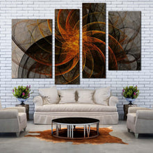 Load image into Gallery viewer, abstract fractal canvas print black orange modern abstract 4 piece canvas wall art grey abstract patterns canvas set for living room
