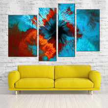 Load image into Gallery viewer, abstract fractal canvas print blue abstract underwater multiple canvas brown artistic abstract 4 piece canvas wall art for living room
