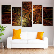 Load image into Gallery viewer, abstract fractal canvas print brown yellow abstract design 5 piece canvas wall art digital abstract art canvas set For Your Living Room
