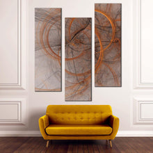 Load image into Gallery viewer, abstract  fractal  canvas  print  grey  modern  elegant  abstract  3  piece  canvas  wall  art  yellow  circle  abstract  shapes  canvas  set For Living Room
