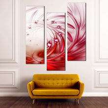 Load image into Gallery viewer, abstract  fractal  canvas  print  red  abstract  canvas  set  white  background  modern  abstract  3  piece  canvas  wall  art In Living Room
