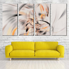 Load image into Gallery viewer, abstract fractal canvas print white artistic abstract illustration 4 piece canvas wall art orange abstract graphic element multi canvas In Living Room
