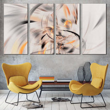 Load image into Gallery viewer, abstract fractal canvas print white artistic abstract illustration 4 piece canvas wall art orange abstract graphic element multi canvas For Living room
