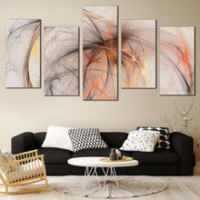 Load image into Gallery viewer, abstract fractal canvas print white elegant abstract 5 piece canvas wall art orange modern abstract canvas set For Your Living Room
