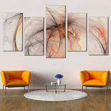 Load image into Gallery viewer, abstract fractal canvas print white elegant abstract 5 piece canvas wall art orange modern abstract canvas set For Living Room
