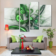 Load image into Gallery viewer, abstract fractal canvas print white green bright abstract patterns 4 piece canvas wall art modern abstract canvas set for living room
