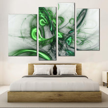 Load image into Gallery viewer, abstract fractal canvas print white green bright abstract patterns 4 piece canvas wall art modern abstract canvas set
