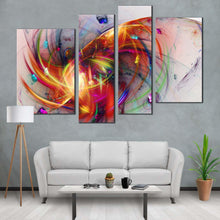 Load image into Gallery viewer, abstract fractal canvas wall art abstract 3d canvas print colorful abstract glowing bubbles 4 piece canvas set in living room
