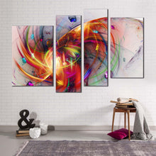 Load image into Gallery viewer, abstract fractal canvas wall art abstract 3d canvas print colorful abstract glowing bubbles 4 piece canvas set for living room
