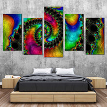 Load image into Gallery viewer, abstract fractal canvas wall art abstract colorful swirl shapes 5 piece canvas print modern abstract multi canvas artwork For Bedroom
