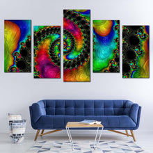 Load image into Gallery viewer, abstract fractal canvas wall art abstract colorful swirl shapes 5 piece canvas print modern abstract multi canvas artwork For Your Living Room
