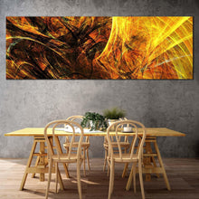 Load image into Gallery viewer, abstract  fractal  canvas  wall  art  black  abstract  deep  patterns  canvas  print  yellow  3d  abstract  digital  graphics  panoramic  canvas  artwork In Living Room
