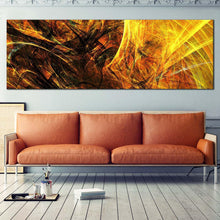 Load image into Gallery viewer, abstract  fractal  canvas  wall  art  black  abstract  deep  patterns  canvas  print  yellow  3d  abstract  digital  graphics  panoramic  canvas  artwork For Living Room
