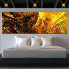 Load image into Gallery viewer, abstract  fractal  canvas  wall  art  black  abstract  deep  patterns  canvas  print  yellow  3d  abstract  digital  graphics  panoramic  canvas  artwork For Bedroom
