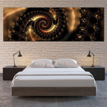 Load image into Gallery viewer, abstract  fractal  canvas  wall  art  black  abstract  infinity  swirl  panoramic  canvas  artwork  brown  abstract  art  print For Bedroom
