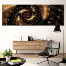 Load image into Gallery viewer, abstract  fractal  canvas  wall  art  black  abstract  infinity  swirl  panoramic  canvas  artwork  brown  abstract  art  print For Living Room
