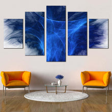 Load image into Gallery viewer, abstract fractal canvas wall art blue abstract digital artwork multi canvas 3d bright abstract graphics 5 piece canvas print In Living Room
