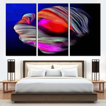 Load image into Gallery viewer, abstract fractal canvas wall art blue abstract element triptych canvas set red abstract grunge 3 piece canvas print For Bedroom
