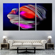 Load image into Gallery viewer, abstract fractal canvas wall art blue abstract element triptych canvas set red abstract grunge 3 piece canvas print For Living Room
