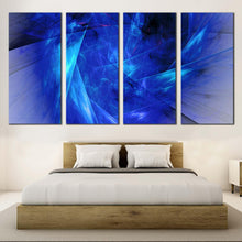 Load image into Gallery viewer, abstract fractal canvas wall art blue black elegant abstract fractal 4 piece canvas print black bright abstract fractal multiple canvas For Your Bedroom
