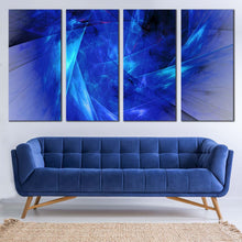 Load image into Gallery viewer, abstract fractal canvas wall art blue black elegant abstract fractal 4 piece canvas print black bright abstract fractal multiple canvas For Living room
