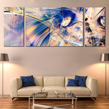 Load image into Gallery viewer, abstract  fractal  canvas  wall  art  blue  white  bright  abstract  3  piece  multiple  canvas  abstraction  art  print  abstract  pour  paint  canvas  set In Living Room
