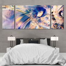 Load image into Gallery viewer, abstract  fractal  canvas  wall  art  blue  white  bright  abstract  3  piece  multiple  canvas  abstraction  art  print  abstract  pour  paint  canvas  set For Bedroom
