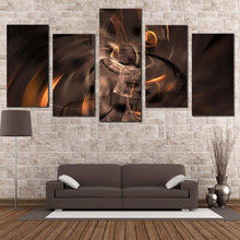 Load image into Gallery viewer, abstract fractal canvas wall art brown artistic abstract canvas print orange 3d abstract 5 piece multiple canvas In Living Room
