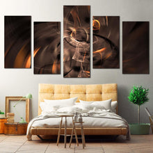 Load image into Gallery viewer, abstract fractal canvas wall art brown artistic abstract canvas print orange 3d abstract 5 piece multiple canvas For Your Bedroom
