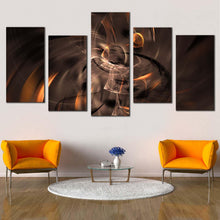 Load image into Gallery viewer, abstract fractal canvas wall art brown artistic abstract canvas print orange 3d abstract 5 piece multiple canvas For Living Room
