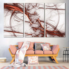 Load image into Gallery viewer, abstract fractal canvas wall art brown modern abstract canvas set contemporary white abstract 3 piece canvas print In Living Room
