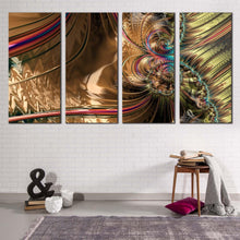 Load image into Gallery viewer, abstract fractal canvas wall art colorful abstract patterns 4 piece canvas set digital abstract art print
