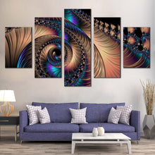 Load image into Gallery viewer, abstract fractal canvas wall art colorful abstract patterns 5 piece canvas print abstract swirl canvas set In Living Room
