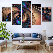 Load image into Gallery viewer, abstract fractal canvas wall art colorful abstract patterns 5 piece canvas print abstract swirl canvas set For Living room
