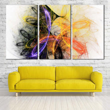 Load image into Gallery viewer, abstract fractal canvas wall art colorful bright abstract 3 piece canvas print abstract graphic lines triptych multiple canvas For Living Room
