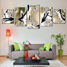 Load image into Gallery viewer, abstract fractal canvas wall art gold fancy abstract 5 piece canvas print fractal digital graphics multiple canvas For Living room
