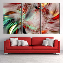 Load image into Gallery viewer, abstract fractal canvas wall art green red abstract patterns 3 piece canvas abstract illustration multi canvas bright abstract artwork print In Living Room
