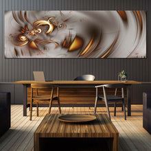 Load image into Gallery viewer, abstract  fractal  canvas  wall  art  grey  elegant  abstract  panoramic  canvas  brown  abstract  graphic  fractal  illustration  wide  canvas For Living Room
