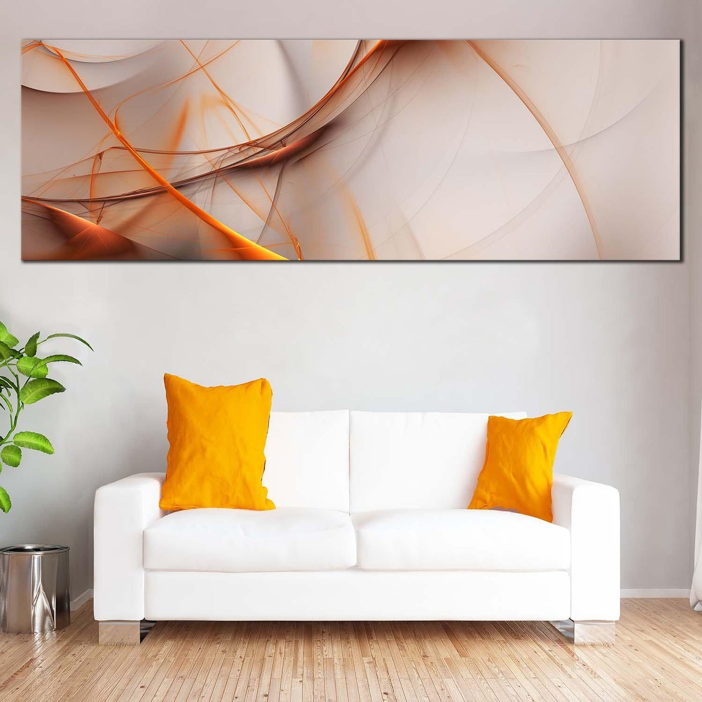 abstract  fractal  canvas  wall  art  orange  elegant  abstract  canvas  print  grey  abstract  1  piece  canvas In Living Room