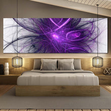 Load image into Gallery viewer, abstract  fractal  canvas  wall  art  purple  abstract  chaos  canvas  artwork  blue  abstract  energy  panoramic  canvas  print For Bedroom
