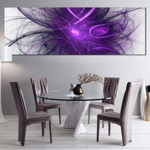 Load image into Gallery viewer, abstract  fractal  canvas  wall  art  purple  abstract  chaos  canvas  artwork  blue  abstract  energy  panoramic  canvas  print For Living Room
