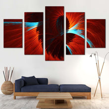 Load image into Gallery viewer, abstract fractal canvas wall art red blue contemporary abstract 5 piece canvas set modern abstract canvas print In Living room
