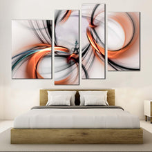 Load image into Gallery viewer, abstract fractal canvas wall art white abstract 4 piece multiple canvas orange 3d abstract canvas print in bedroom
