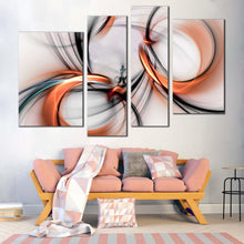 Load image into Gallery viewer, abstract fractal canvas wall art white abstract 4 piece multiple canvas orange 3d abstract canvas print for living room
