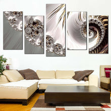 Load image into Gallery viewer, abstract fractal canvas wall art white abstract elegant swirl 5 piece canvas print grey digital abstract art multiple canvas For Living Room
