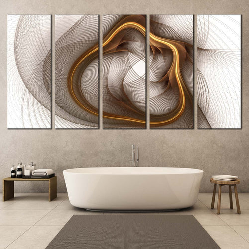 abstract digital canvas wall art grey abstract artwork print yellow abstract digital oil painting 5 piece canvas In Bathroom