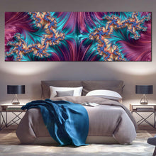 Load image into Gallery viewer, abstract  fractals  canvas  wall  art  blue  abstract  patterns  shapes  canvas  print  purple  abstract  digital  design  1  piece  canvas  artwork In Bedroom
