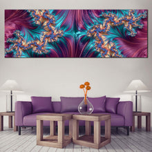 Load image into Gallery viewer, abstract  fractals  canvas  wall  art  blue  abstract  patterns  shapes  canvas  print  purple  abstract  digital  design  1  piece  canvas  artwork In Living Room
