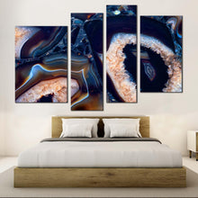 Load image into Gallery viewer, abstract  gemstone  canvas  wall  art  blue  agate  stone  4  piece  canvas  print  white  abstract  jewelry  stone  multi  canvas  artwork For Bedroom
