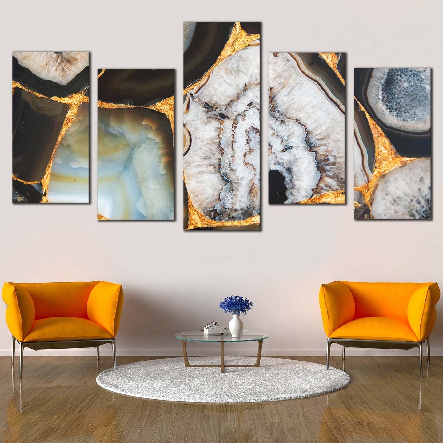 abstract gemstone canvas wall art colorful abstract stone 5 piece multiple canvas abstract agate stone close up canvas print For Living Room